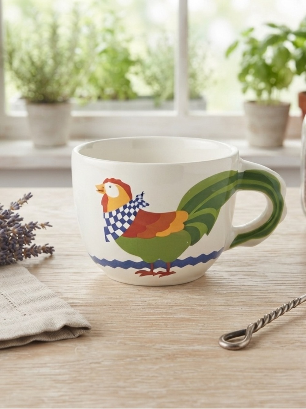 Vintage Style Rooster Ceramic Mug / Farmhouse Kitchen Decor